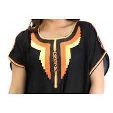This timeless piece is can be made up of several layers known as a 'takshita'. Amelis Gandoura Traditional Moroccan Dress With Short Sleeves For Women Color Black