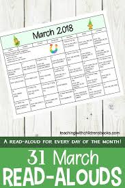 March Read Aloud Calendar Reading Calendars Read Aloud March Reading Month