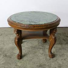 Set 4 vtg industrial machine coffee table legs metal. Vintage Coffee Table With Marble Top And Carved Legs For Sale At Pamono
