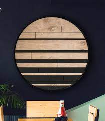 Skyline Rustic Geometric Wall Hanging Round Wood Wall Art Large Large Wood Wall Art Wood Wall Art Decor Wood Wall Art