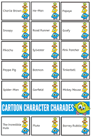 Charades is a great game for any sort of gathering. Cartoon Characters Charades Game Fun For Playing Charades With Kids