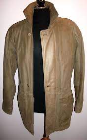 Real Leather Jacket 44 Khaki Brown Genuine Soft Box Biker Blazer Coat Saints Fashion Clothing Shoes Accessorie Real Leather Jacket Biker Blazer Blazer Coat
