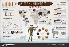 Hunting Sport Infographic With Hunter And Animals Stock