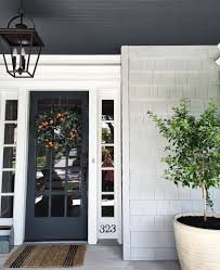 Porch Ceiling Painted Black Light Grey Siding House Exterior Exterior House Colors Exterior Design