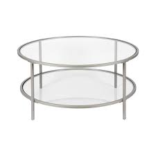 Looking for round glass table tops? Henn Hart Two Shelf Round Metal Base Coffee Table In Black With Glass Top Living Room Furniture Co Tables