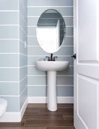 Powder Bathroom Coastal Powder Theme Blue And White Stripes Seagrass Wreath Designer Juxta Striped Bathroom Walls Small Bathroom Bathroom Design Plans