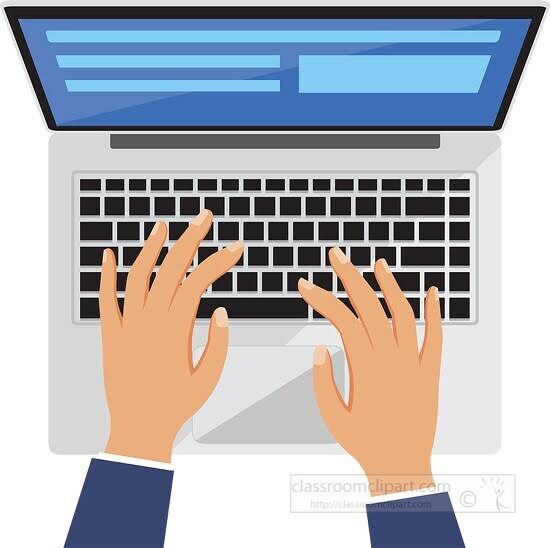 Computer Clipart-working on laptop typing words clipart 2a