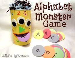 I have found that my son retains so much more information when he has a chance to move while learning. Feed The Monster Alphabet Activities Alphabet Activities Preschool Preschool Activities