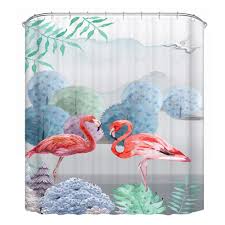 Amazon Lecoda Painting Flamingo Polyester Fabric Shower Curtain 72w By 72h Flamingo Shower Curtain Shower Curtain Fabric Shower Curtains