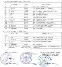 Hari Libur Nasional Dan Cuti Bersama Tahun 2020 Perubahan Kedua Terbaru Berdasarkan Skb 3 Menteri Dadang Jsn
