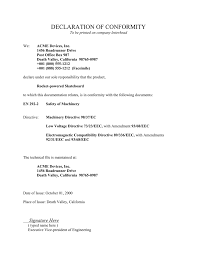 Template For Declaration Of Conformity Ms Word