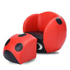 Waterjoy Kids Ladybug Sofa Chair With Ottoman For Child S Bedroom Playroom Space Saving Kids Chair With Footstool Sin Kinder Sofa Stuhle Fur Kinder Kindersofa