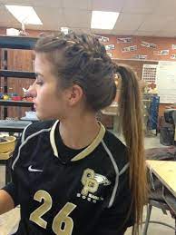 High Styling Hair Made With A Braid Sports Hairstyles Volleyball Hairstyles Cheer Hair