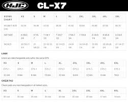 Hjc Cl X7 Helmet Size Chart