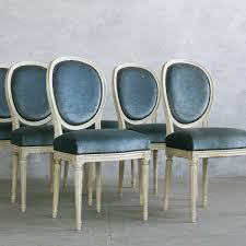 Eloquence One Of A Kind Vintage Dining Chairs Louis Xvi Slate Velvet Set Of 6 Laylagrayce Proyectos