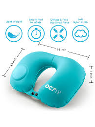 Inflatable Air Pump Travel Neck Pillow Comfortable U Shape Airplane Support Cushion Flight Blue Travel Neck Pillo Neck Pillow Travel Neck Pillow Air Pump