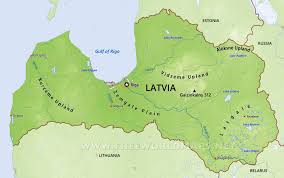 Roads, places, streets and buildings satellite photos. Latvia Physical Map