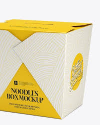 Noodles Box Mockup Half Side View In Box Mockups On Yellow Images Object Mockups In 2020 Box Mockup Food Graphic Design Takeaway Packaging