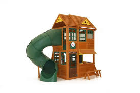 Wood and plastic playhouse and slide lets active kids experience the best of both worlds in a single backyard playset. Wooden Playhouses Kids Garden Playhouses With Door Play Kitchen