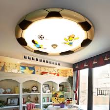 Metal Soccer Led Flush Mount Light Kid Bedroom Sport White Lighting Ceiling Lamp In Black Yellow Beautifulhalo Com