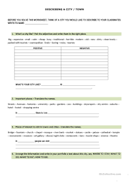 Describing A City English Esl Worksheets For Distance Learning And Physical Classrooms