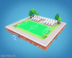 Low Poly Football Field Download 3d Model Low Poly Lab Low Poly 3d Low Poly Football Field
