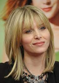 Sleek, straight, and layered 25. Layered Hair With Bangs