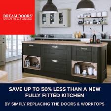 A Dream Doors Kitchen Makeover Is Up To 50 Cheaper Than The Price Of A Ful In 2020 Replacement Kitchen Cupboard Doors Kitchen Cupboard Doors Replacement Kitchen Doors