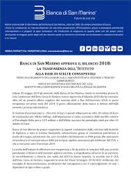 Corredati di una relazione degli amministratori sull. Banca Di San Marino Approva Il Bilancio 2018