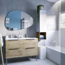 Un Meuble Vasque Et Une Colonne Depareillee Leroy Merlin En 2020 Meuble Double Vasque Salle De Bain Meuble De Salle De Bain