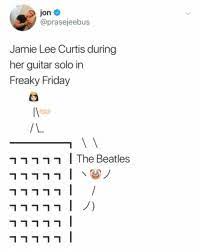 Recently, the song take me away — from the fake band pink slip that lohan's character anna is a part of — made the rounds on twitter. Jon Jamie Lee Curtis During Her Guitar Solo In Freaky Friday ×¨ ×¨ ×¨ ×¨ ×¨ ×• The Beatles Jamie Lee Curtis Did That Friday Meme On Me Me