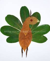 Peacock Leaf Collage Dry Leaf Art Leaf Art