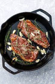Reverse Sear Steak With Garlic And Thyme Love And Olive Oil Recipe Cast Iron Steak Oven Reverse Sear Steak Cast Iron Steak