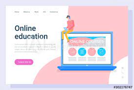 Online, blended, and multimedia courses. Leinwandbilder Person Communication With Laptop Work Or Courses Online Education In Computer Distance Information E Learning Or Webinar Knowledge Vector Landing Page And Website Flat Style Webpage Template Robu S