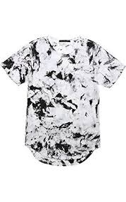Black And White Tie Dye T Shirt Kayden K Men S Garment Dye Scallop Hem Longline T Shirt Black White Marble Xl Kayden K Black And White Marble Black Shirt Mens Tops