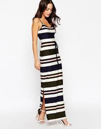 New Look Striped Thigh Split Maxi Dress At Asos Com