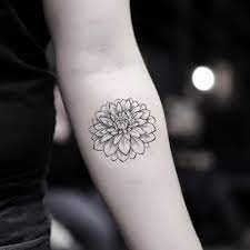 Small Dahlia Zodiac Flower Tattoo Design Safe And Non Toxic Waterproof Temporary Tattoo Sticker Las Dahlia Tattoo Chrysanthemum Tattoo Dahlia Flower Tattoos