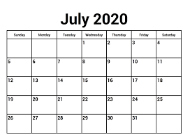 July 2020 Calendar Excel Manage Your Work And Time Printable Calendar Holidays 2020 In 2020 Printable Calendar July Calendar Printables Printable Calendar