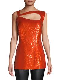 Escada Cotton Gladiola Sleeveless Sequin Top In Orange Lyst