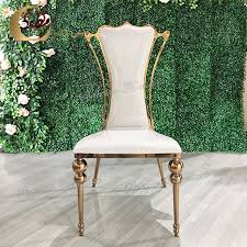 Golden Stainless Steel High Back Banquet Furniture Wedding Throne Chair View Wedding Throne Chair Sidixuan Product Details From Foshan Hardware Furniture Co Throne Chair Chair Wedding Chairs