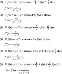 differentiation of inverse trigonometric functions