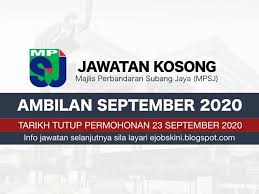Untuk makluman, terdapat beberapa kekosongan jawatan yang dibuka untuk permohonan oleh pihak majlis perbandaran ampang jaya (mpaj). Jawatan Kosong Mpsj September 2020