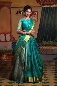 With a saree decorated in rich colors. 23 Sajna S Customized Can Can Saree Ideas Saree Saree Designs Half Saree Designs