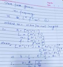 The Frequency N Of Vibration Of A Stretched String Depends Upon Its Length L Its Mass Per Unit Length M And Tension T In The String Obtain Dimensionally An Expression For