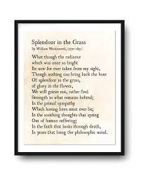 Splendour In The Grass Poem William Wordsworth Poetry Art Etsy