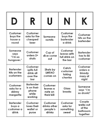 Bar Bingo Bartender Drinking Games Wine Bar