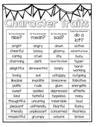 Actual Character Traits Chart Character Traits Chart With