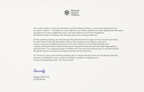 Formal letter to inform change of bank account. The Congratulatory Message Of The Nbm Governor On The Occasion Of The Banking Emplyee S Day National Bank Of Moldova