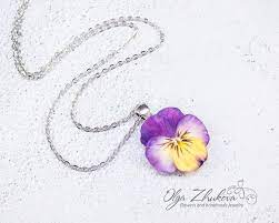 Johnny Jump Up Viola Pendant Viola Tricolor Necklace Wild Etsy Flower Jewellery Pendant Floral Jewellery