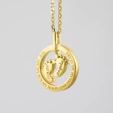 Baby Feet Round Necklace Gold Electroplated